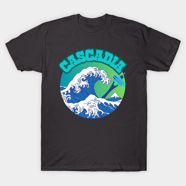 Cascadia. Retro Great Wave Style T-Shirt by SwagOMart